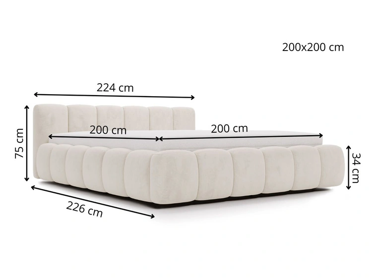Łóżko tapicerowane bez pojemnika ze stelażem 200x200 Cloud Low Czarne