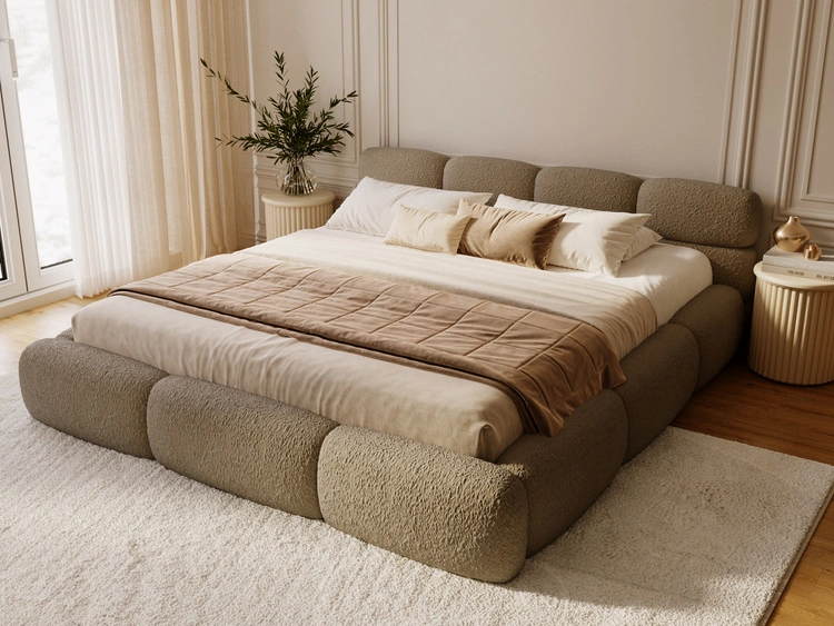 Łóżko tapicerowane z pojemnikiem i stelażem 120x200 Sweet Low Brązowe